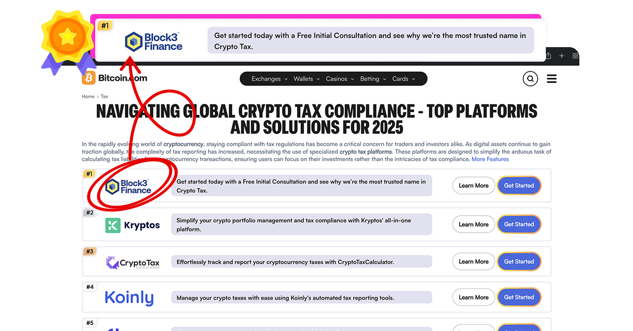 Block3 featured on Bitcoin.com tax article