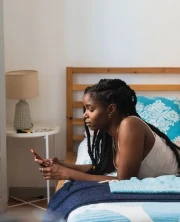 Remote worker sitting comfortably in a modern home office